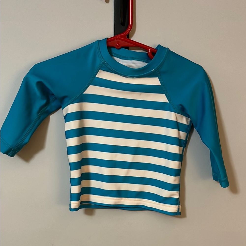 Kids Blue and White Striped Swim Shirt by Tea Collection